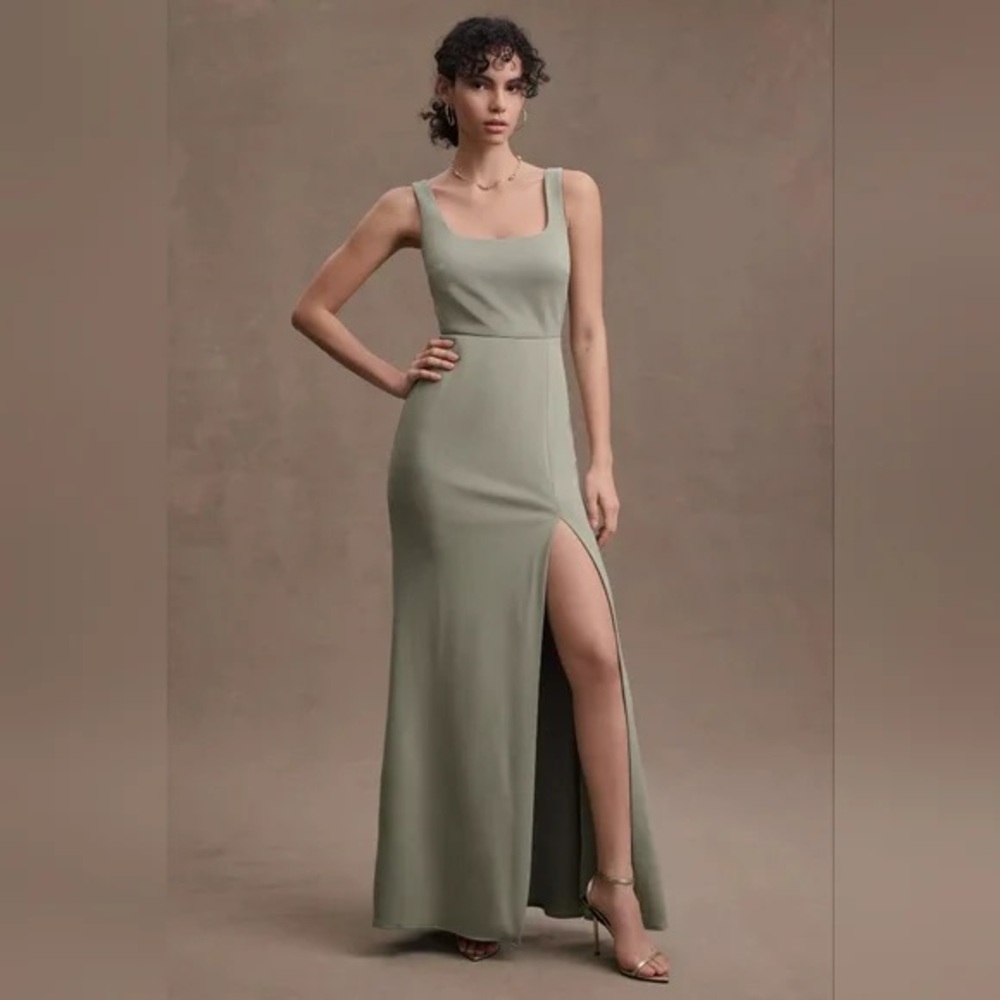 BHLDN Ashlynn Square Neck Crepe Slide Slip Gown Size 16 Brand New with Tags